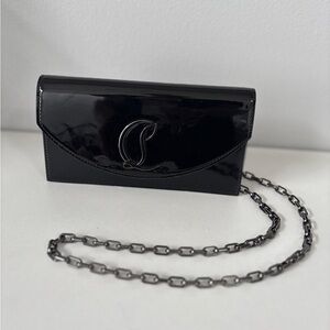 Christian Louboutin Black Patent Leather Chain Wallet
